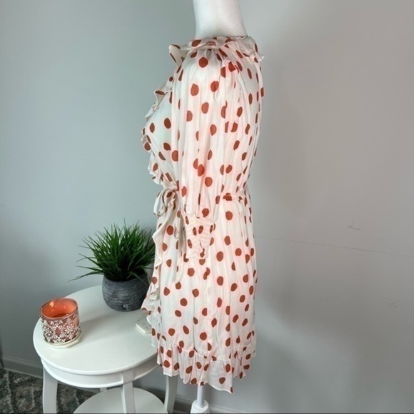 Rixo womens Polka Dot Puff Sleeve Ruffle Wrap Dress size XS - Picture 5 of 13